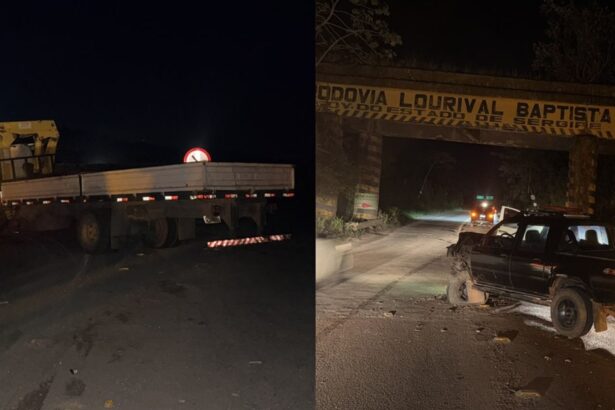 Caminhonete colide com caminhão na SE-270 em Itaporanga; motorista fugiu