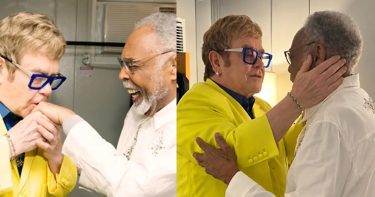 Elton John elogia Gilberto Gil em encontro nos bastidores do Rock in Rio