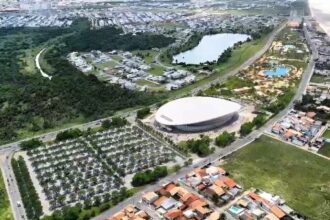 Imagem do projeto da Arena Multiuso na Barra dos Coqueiros divulgada pela campanha
