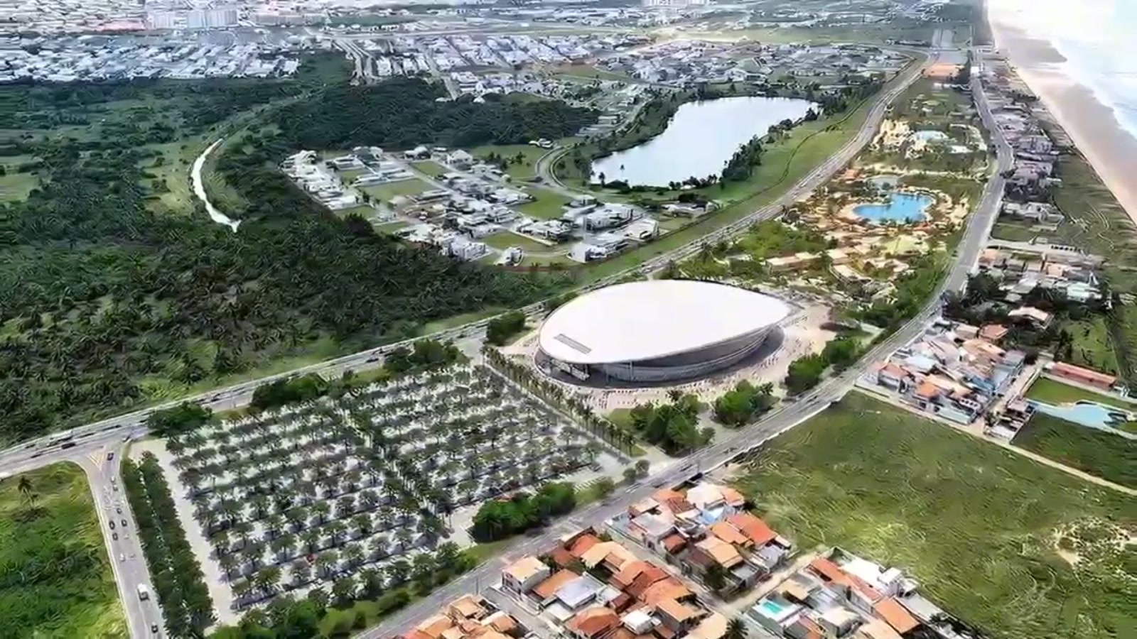 Imagem do projeto da Arena Multiuso na Barra dos Coqueiros divulgada pela campanha